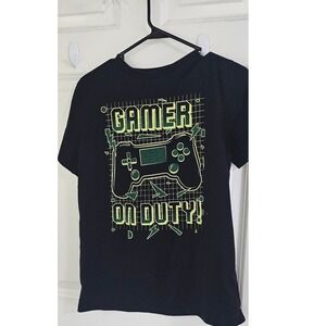 Thereabouts Boys Gamer On Duty Graphic T-Shirt Black XL 18/20 Green Controller